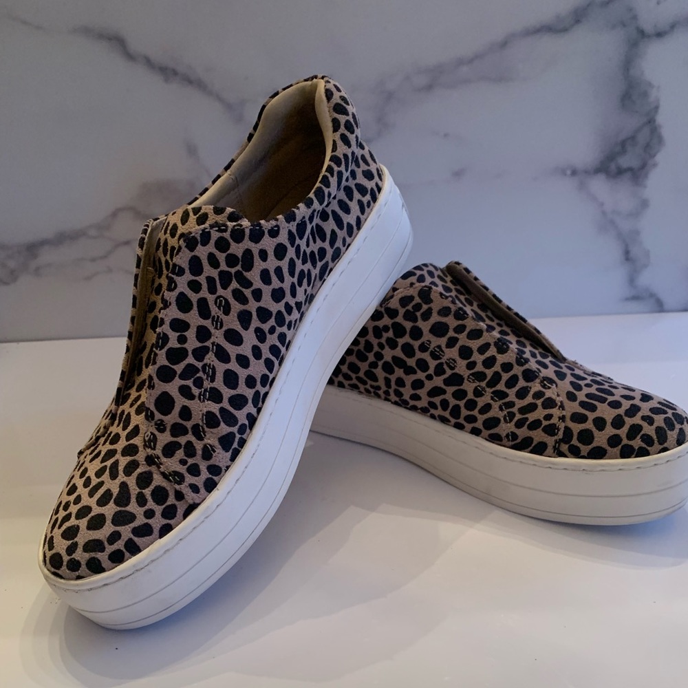 J slides leopard print leather platform sneakers